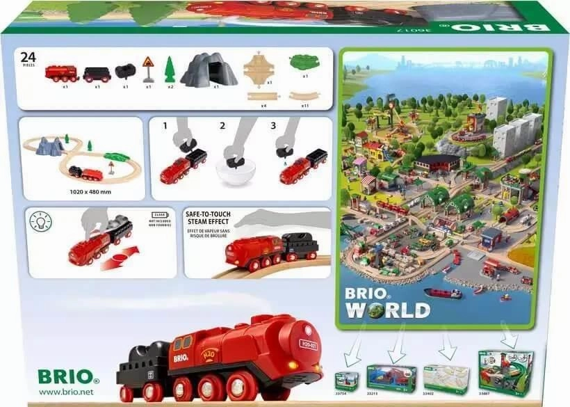 Brio World 36017 Steaming Train Set Interactive Toy for Ages 3 and Up