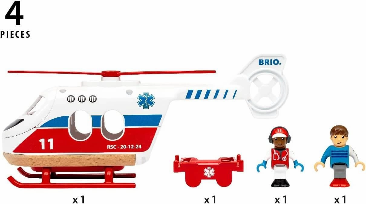 Brio World 36022 Rescue Helicopter Toy Vehicle Playset for Ages 3 & Up