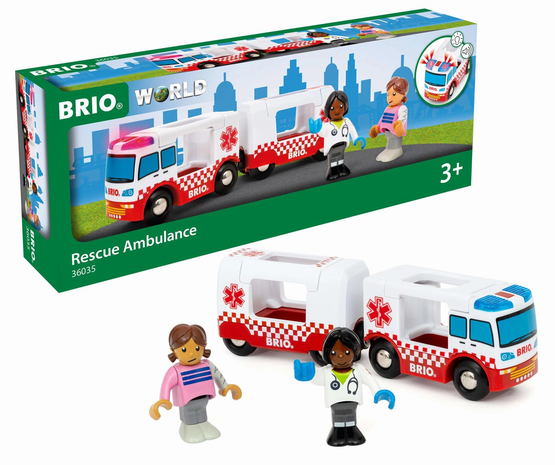 Brio World 36035 Rescue Ambulance with Lights & Sound for Ages 3 & Up