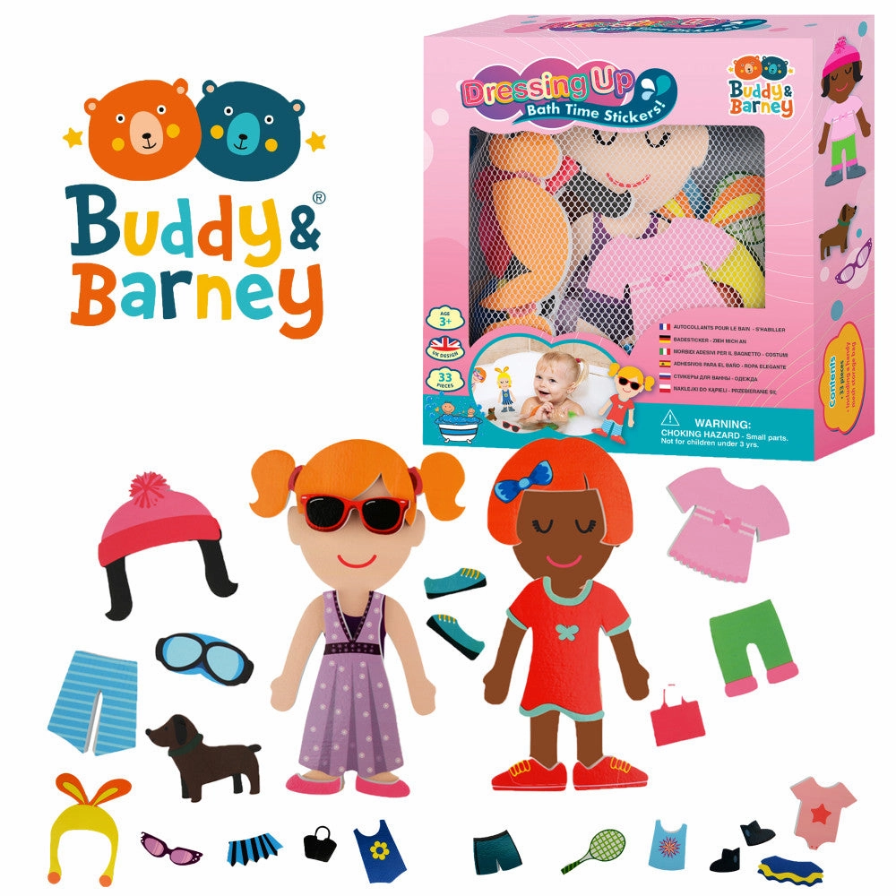 Buddy & Barney Dress-Up Bath Time Foam Stickers - 32 Pieces