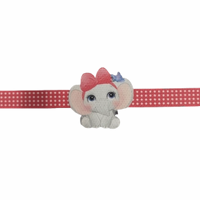 Canvas Design Baby Elephant With Polka Dots Pink Rakhi/Band For Kids Ages 3-12 Years