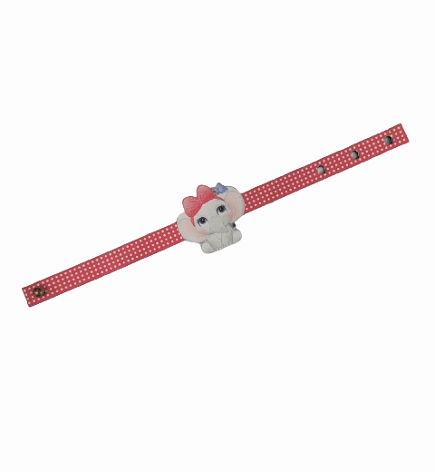 Canvas Design Baby Elephant With Polka Dots Pink Rakhi/Band For Kids Ages 3-12 Years