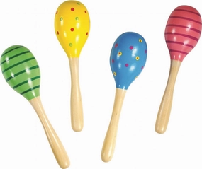 Children's 19cm Colourful Patterned Wooden Maraca Musical Toy