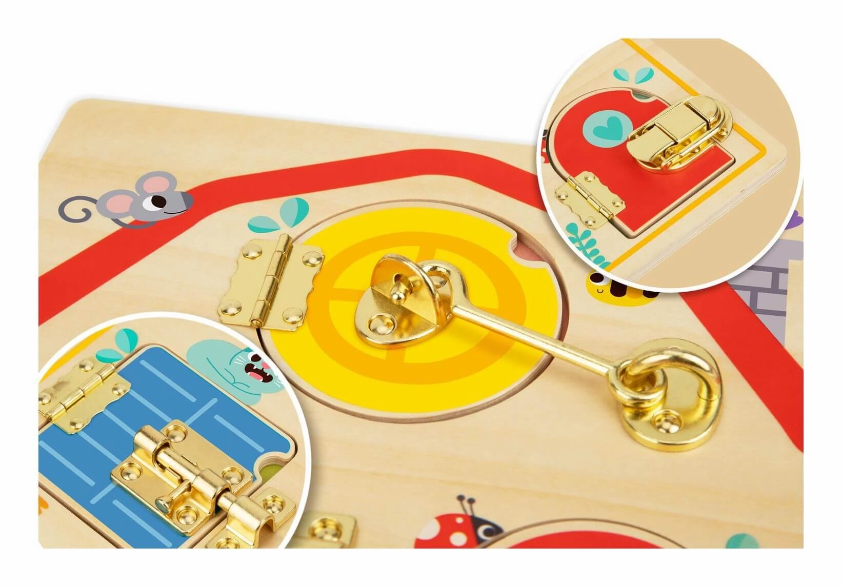 Children's Farm Animal Wooden Latches Activity Board for Ages 3 and Up