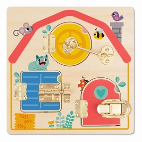 Children's Farm Animal Wooden Latches Activity Board for Ages 3 and Up
