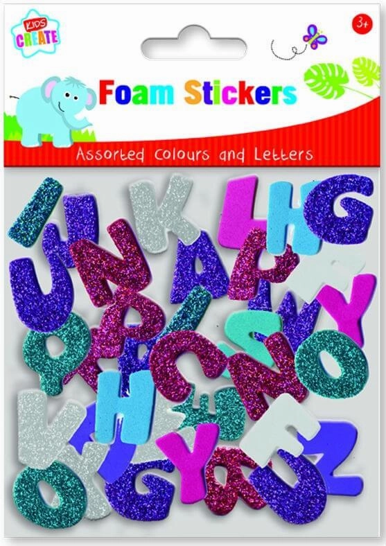 Children's Glitter Alphabet Foam Stickers in Assorted Colours