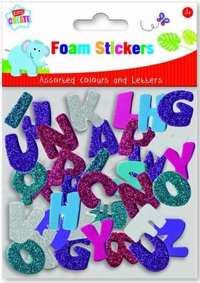 Children's Glitter Alphabet Foam Stickers in Assorted Colours