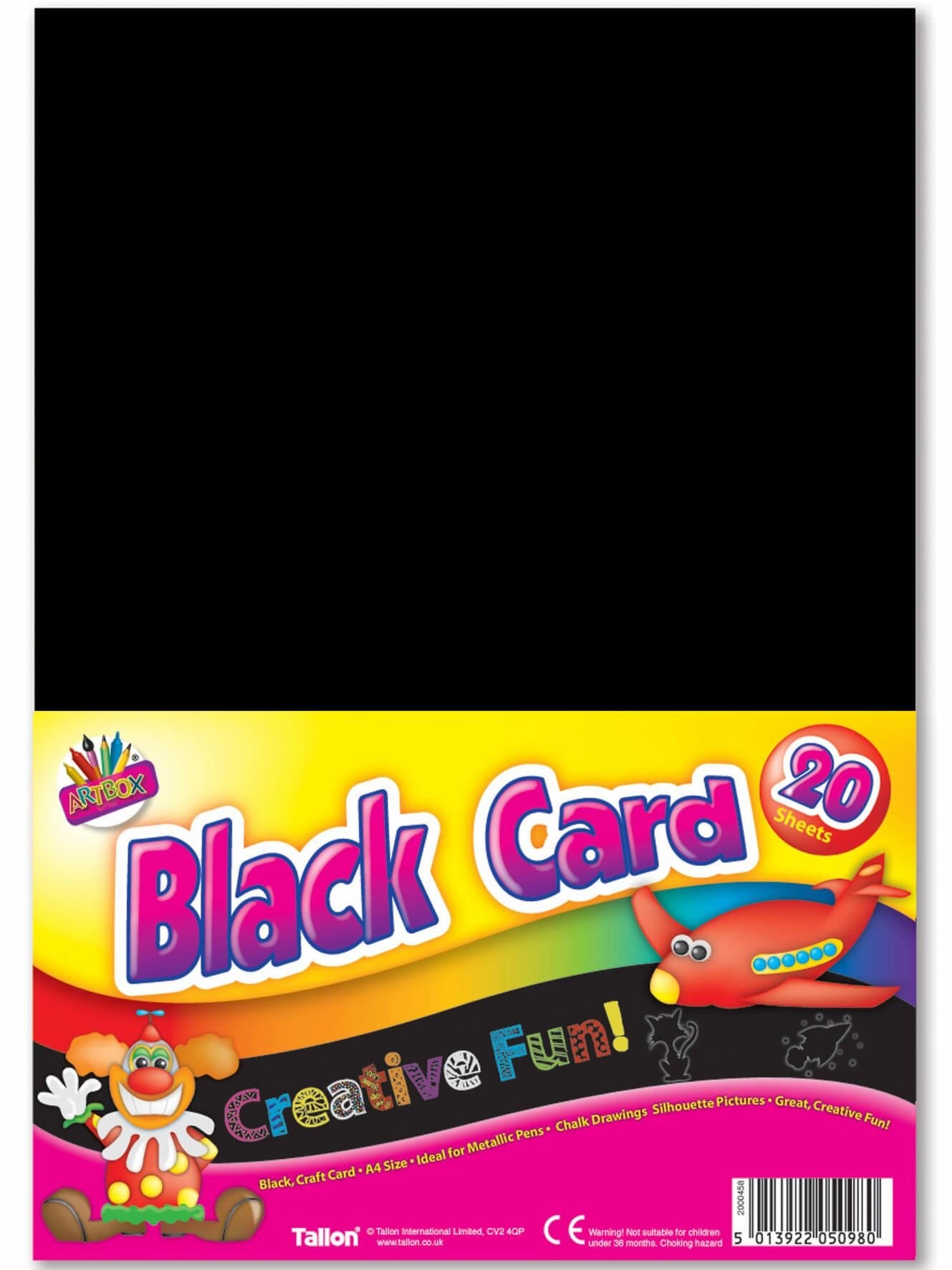 Children's Pack of 15 A4 Black Activity Craft Card Sheets