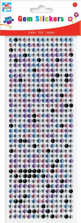 Children's Pack of Over 500 Cute Gem Sticker Embellishments