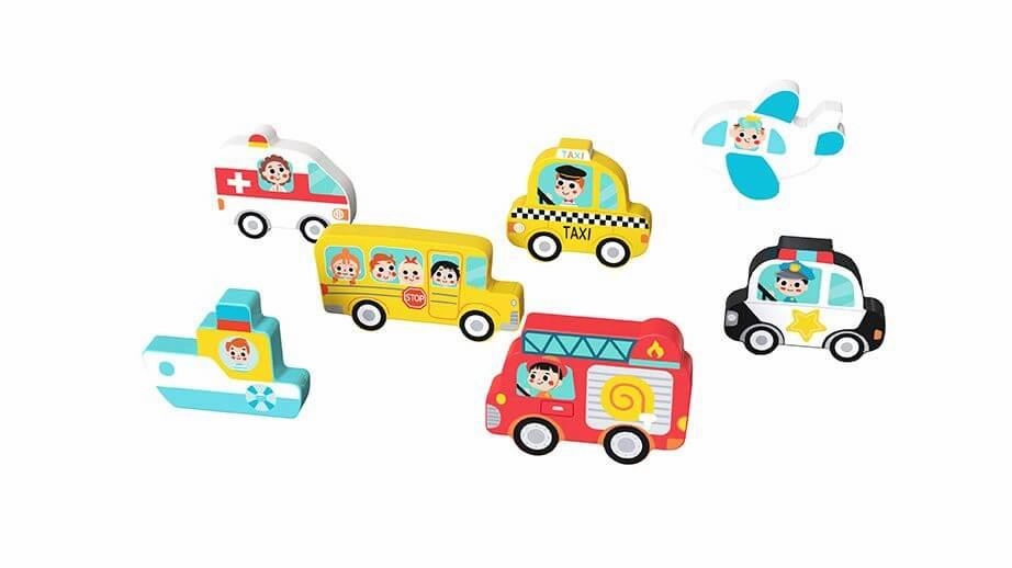 Children's Wooden Vehicles 8 Piece Chunky Puzzle for Ages 1 and Up