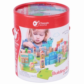 Classic World 100 Piece City Themed Building Blocks In Barrel