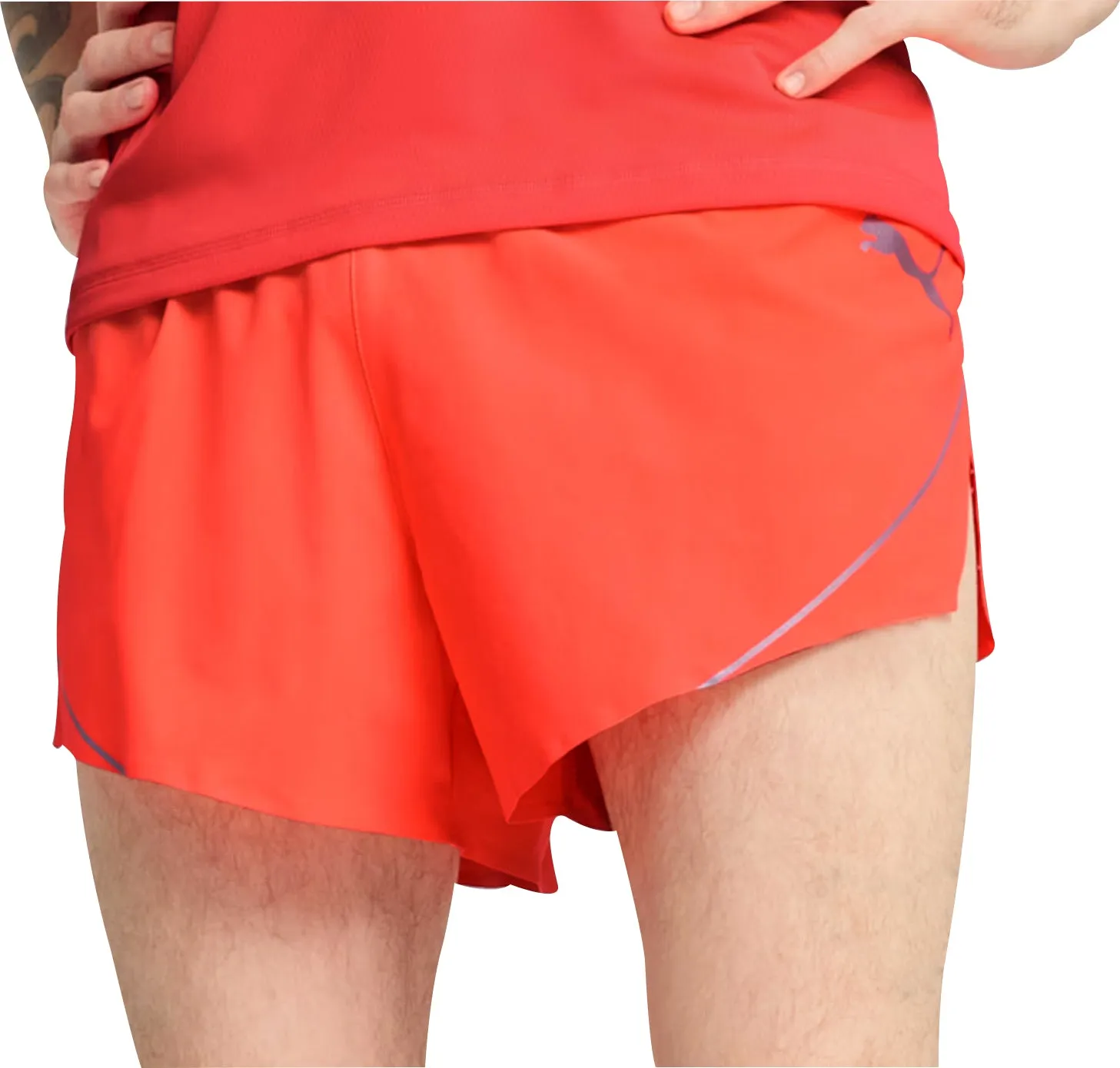 Clothing Puma  Men Puma Raceday Ultraweave 3 Inch Split Mens Running Shorts - Red