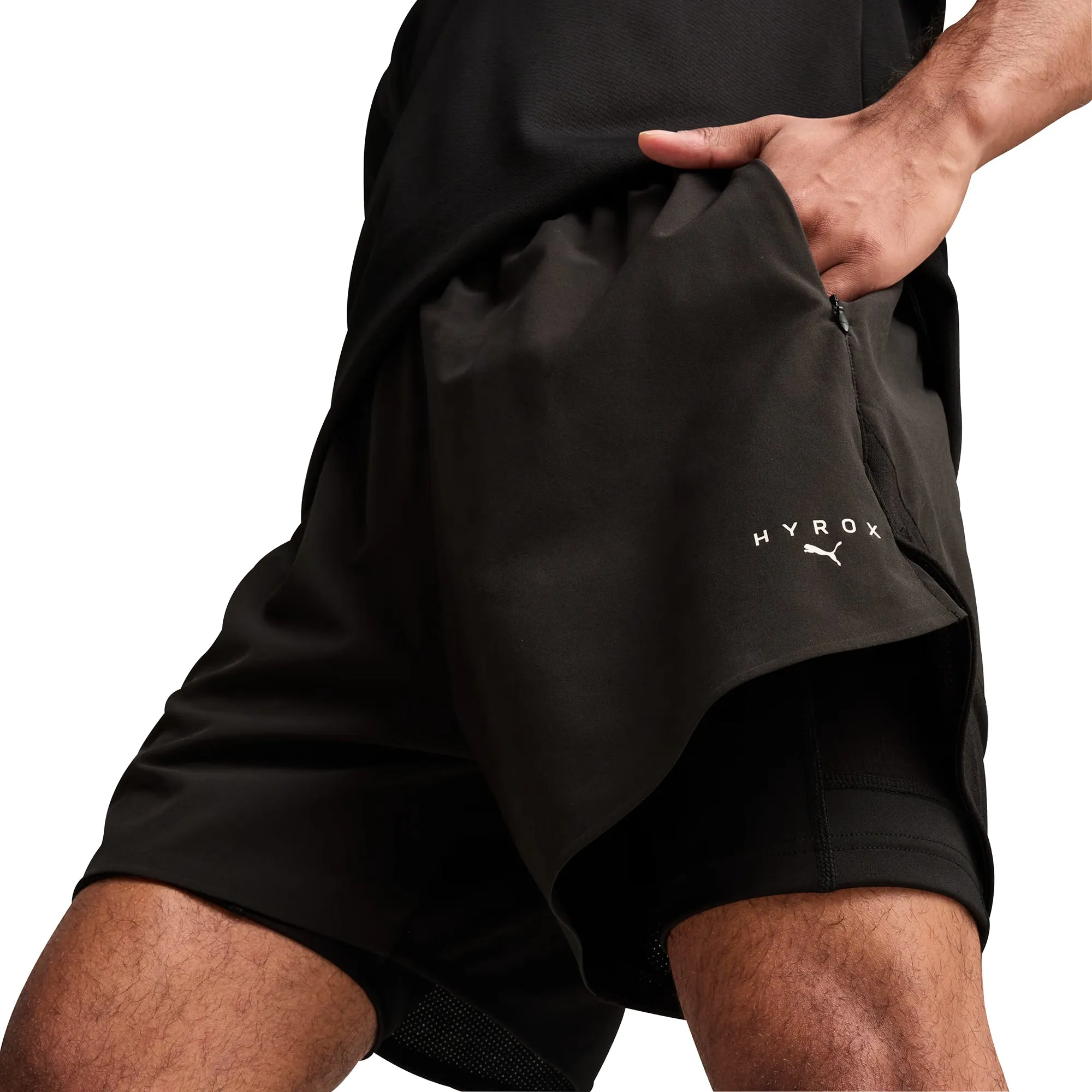 Clothing Puma  Men Puma X HYROX 2 In 1 Mens Training Shorts - Black