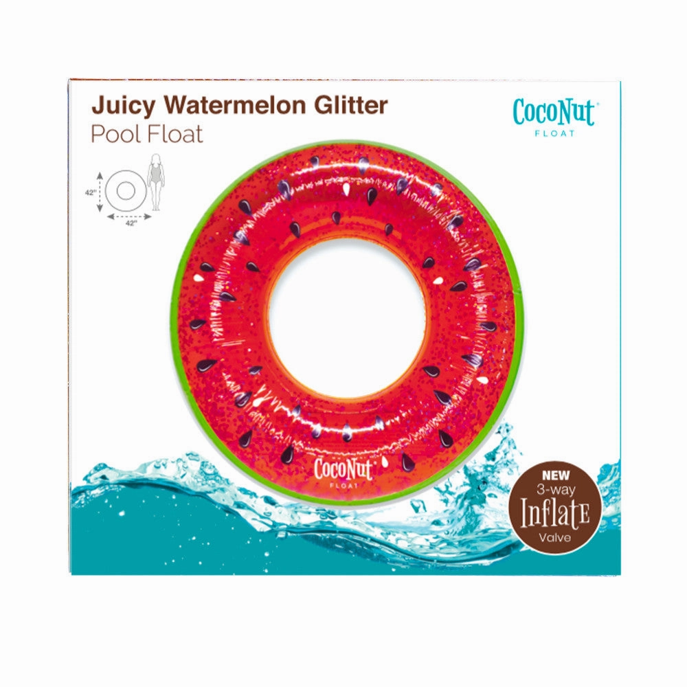 CocoNut Float Watermelon Glitter 42" Inflatable Pool Ring