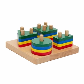 Colour Sorting Geometric Block Puzzles on Dowels