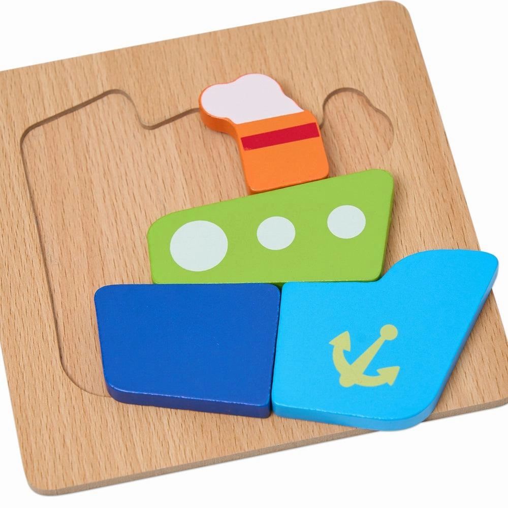 Colourful Four Piece Boat Puzzle