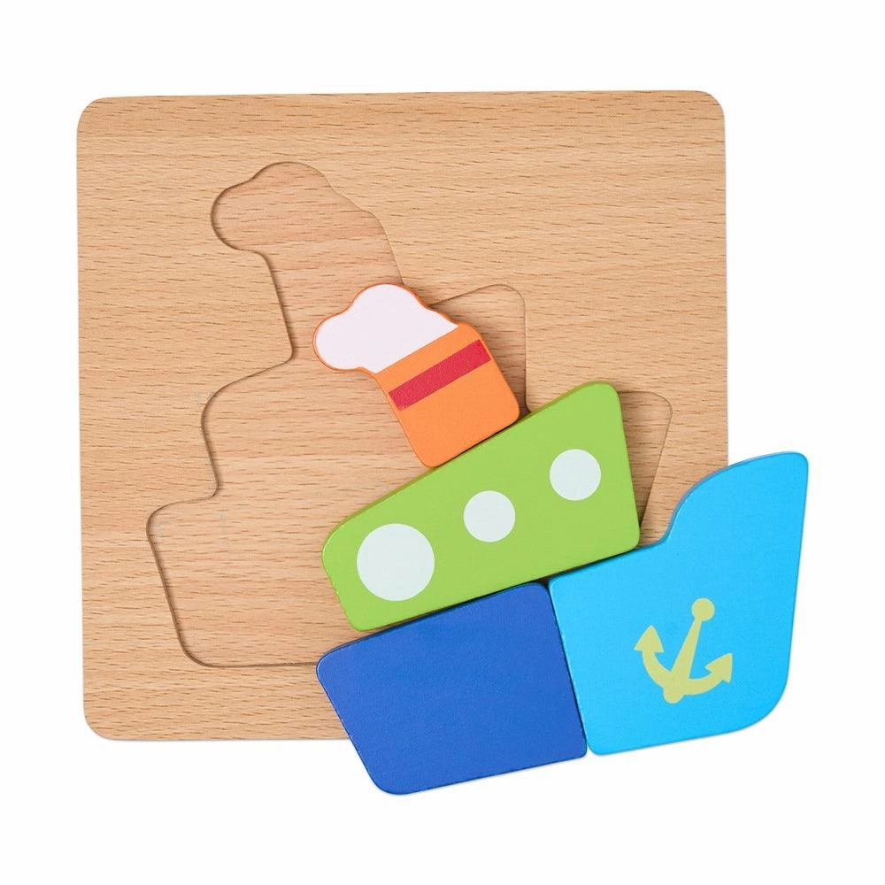 Colourful Four Piece Boat Puzzle