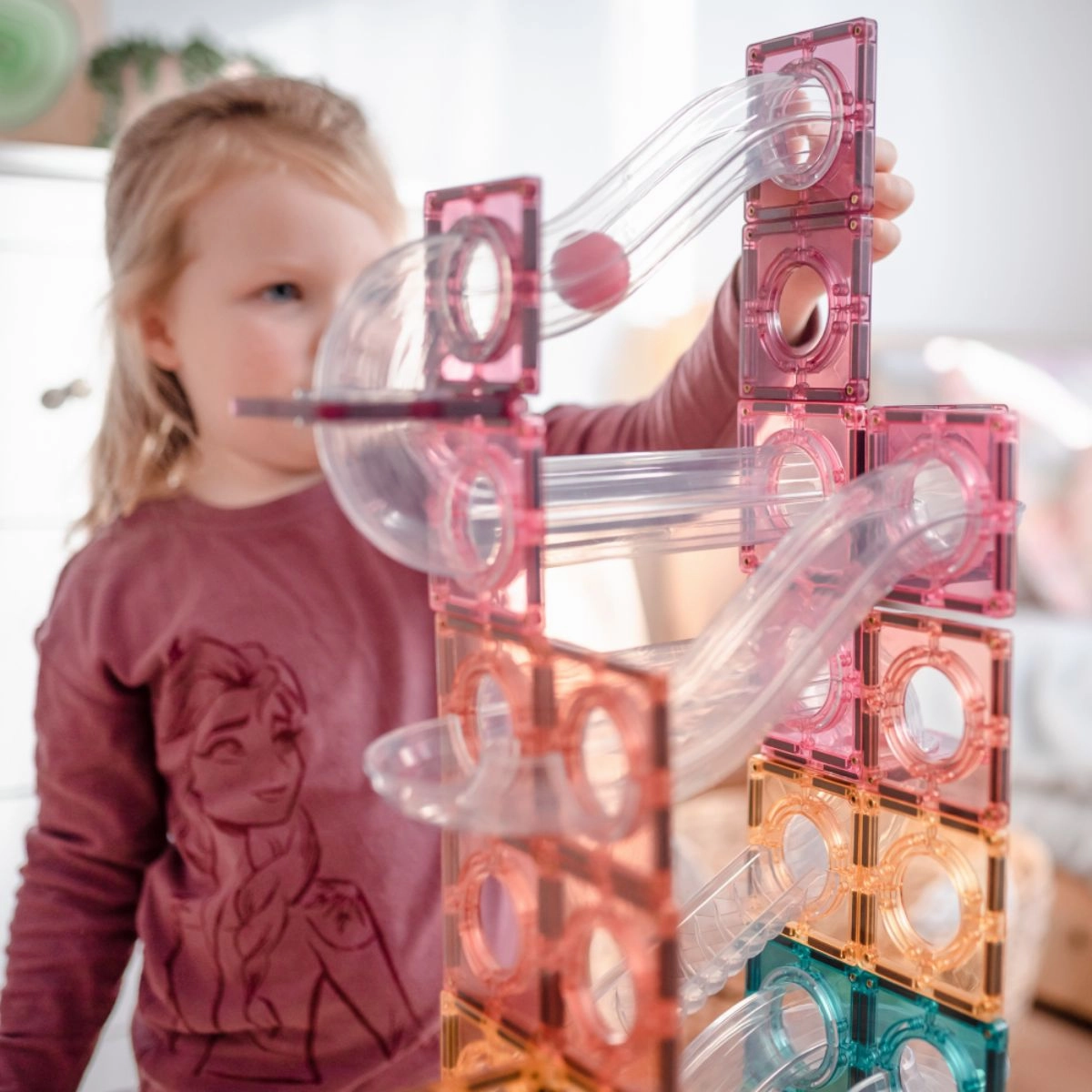CONNETIX Magnetic Tiles 106 Piece Pastel Ball Run