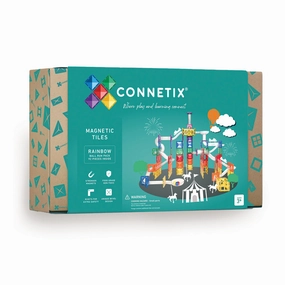 CONNETIX Magnetic Tiles 92 Piece Rainbow Ball Run Pack