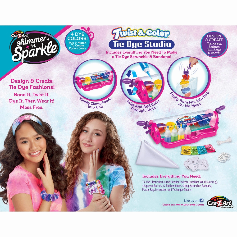 Cra-Z-Art Shimmer 'N Sparkle Twist & Color Tie Dye Studio DIY Kit