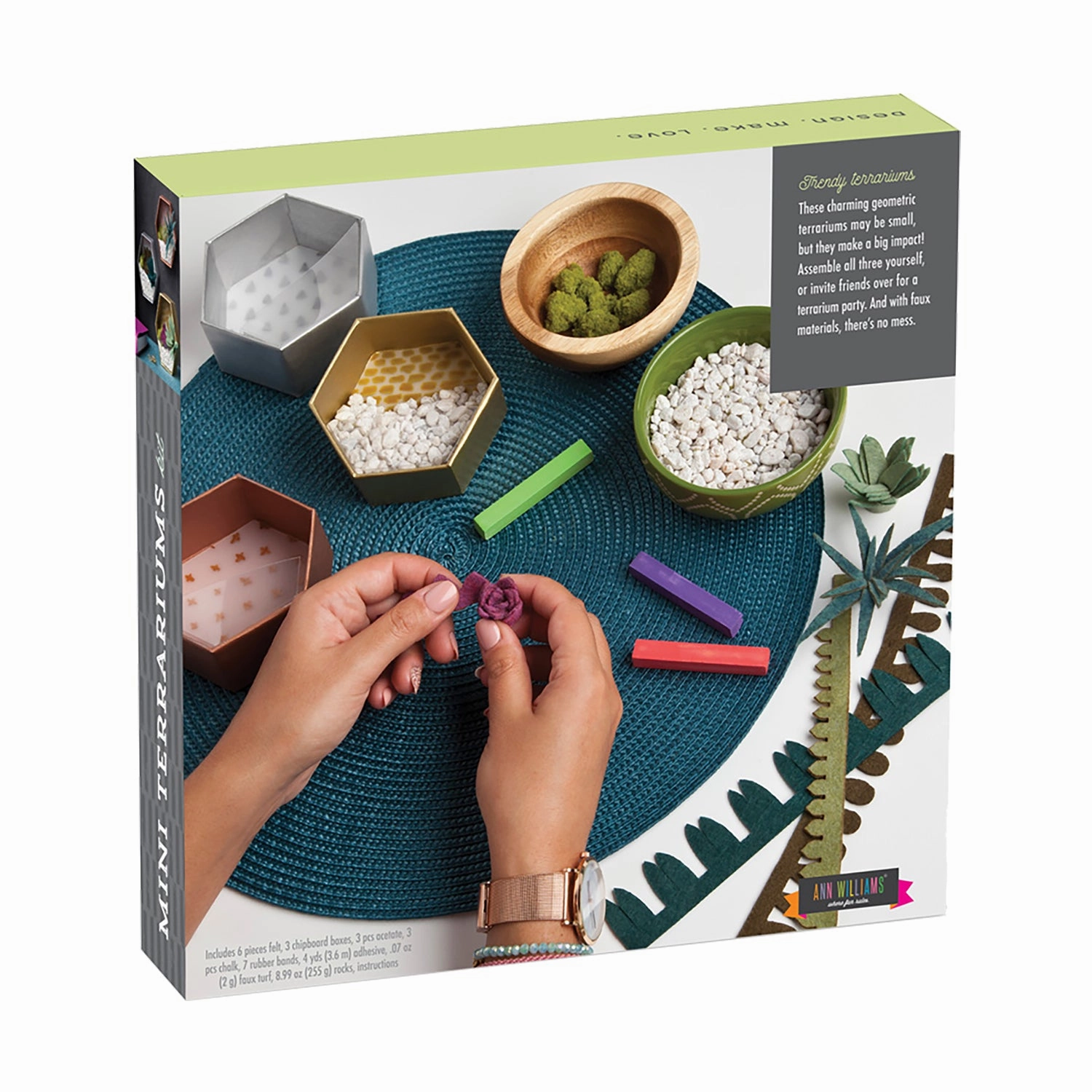 Craft Crush Mini Terrariums Kit - Create Felt Succulent Displays
