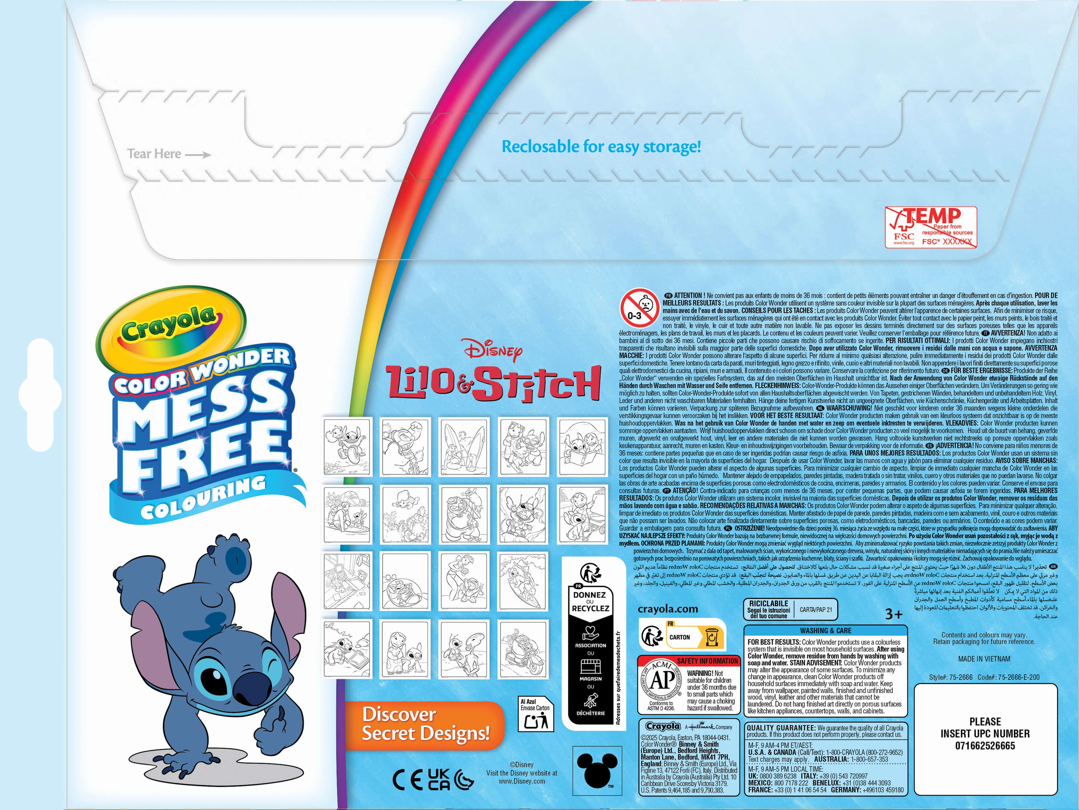 Crayola Colour Wonder Lilo & Stitch Mess Free Colouring Book Ages 3 