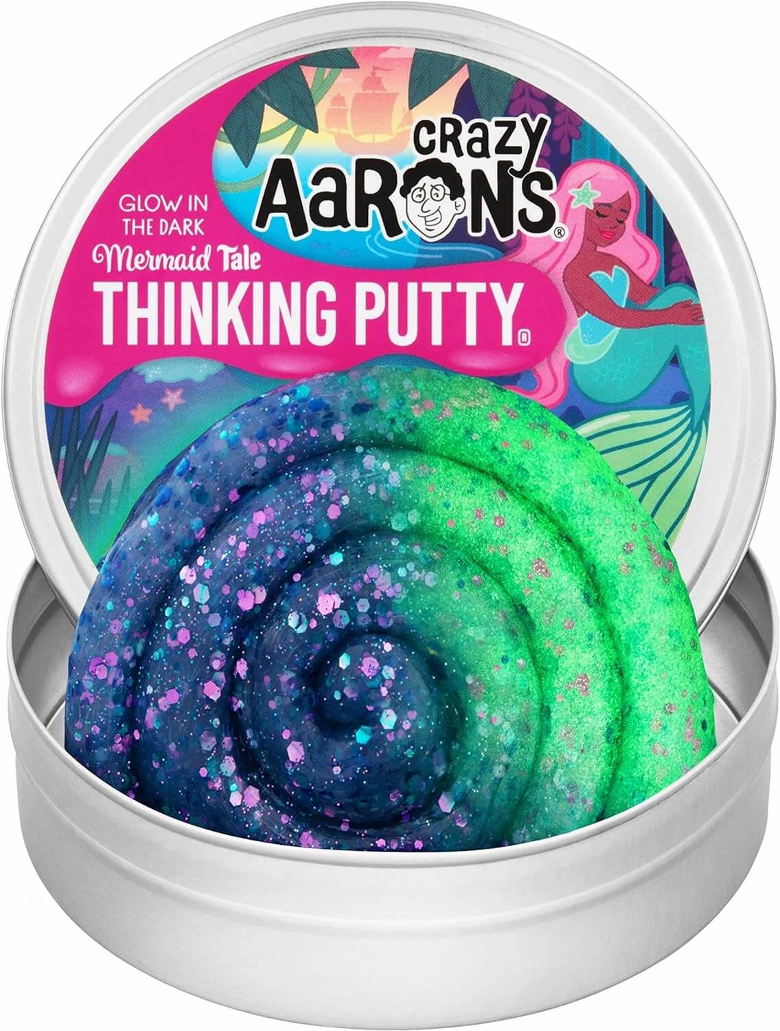 Crazy Aaron's Glowbrights Mermaid Tale Thinking Putty for Ages 3 & Up