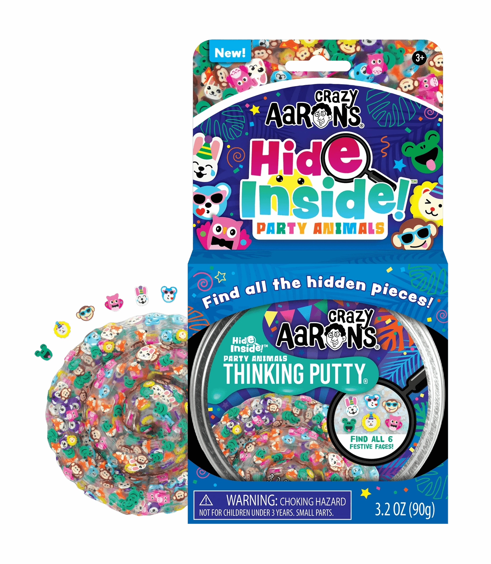 Crazy Aaron's Hide Inside Party Animals Thinking Putty for Ages 3 & Up