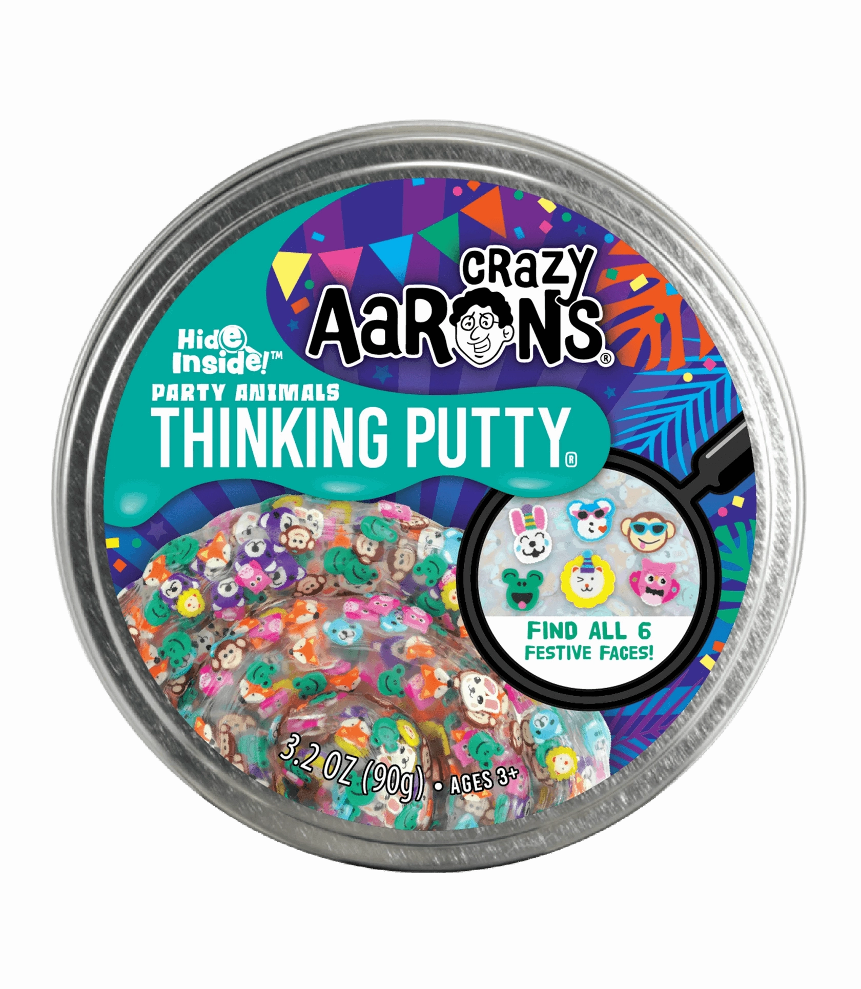 Crazy Aaron's Hide Inside Party Animals Thinking Putty for Ages 3 & Up