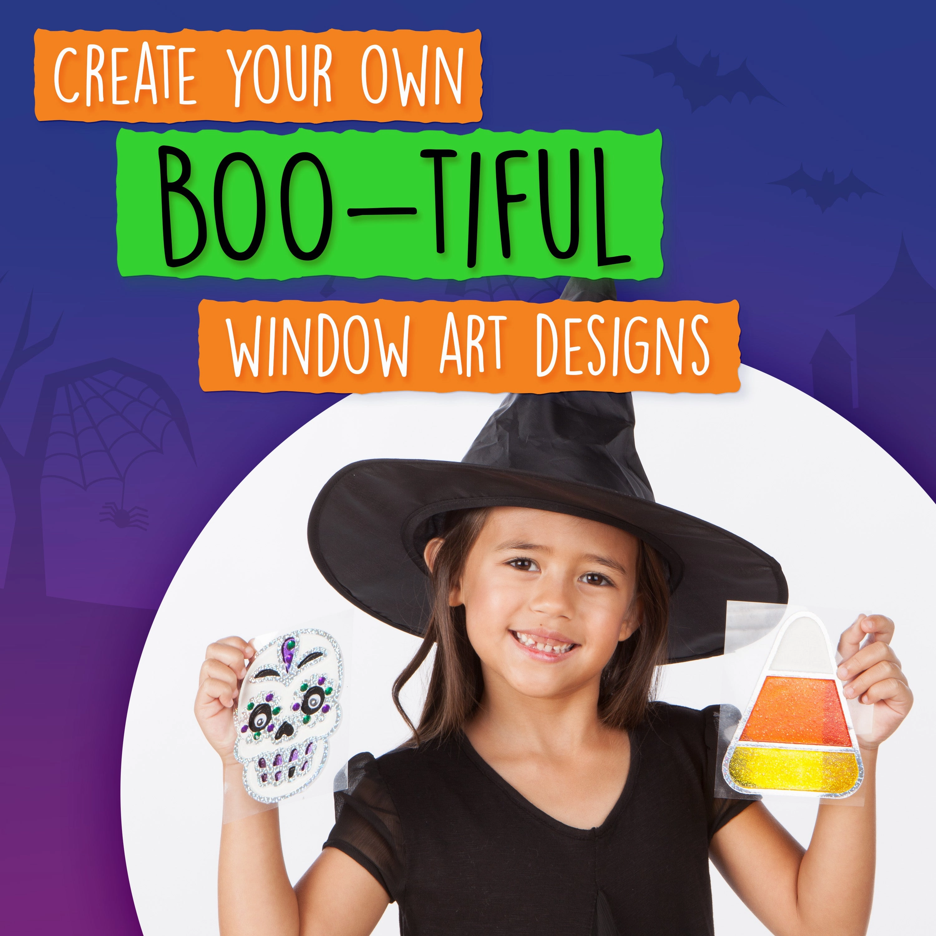 Creativity for Kids Halloween Sparkle Window Art Kit - Spooky Crafts