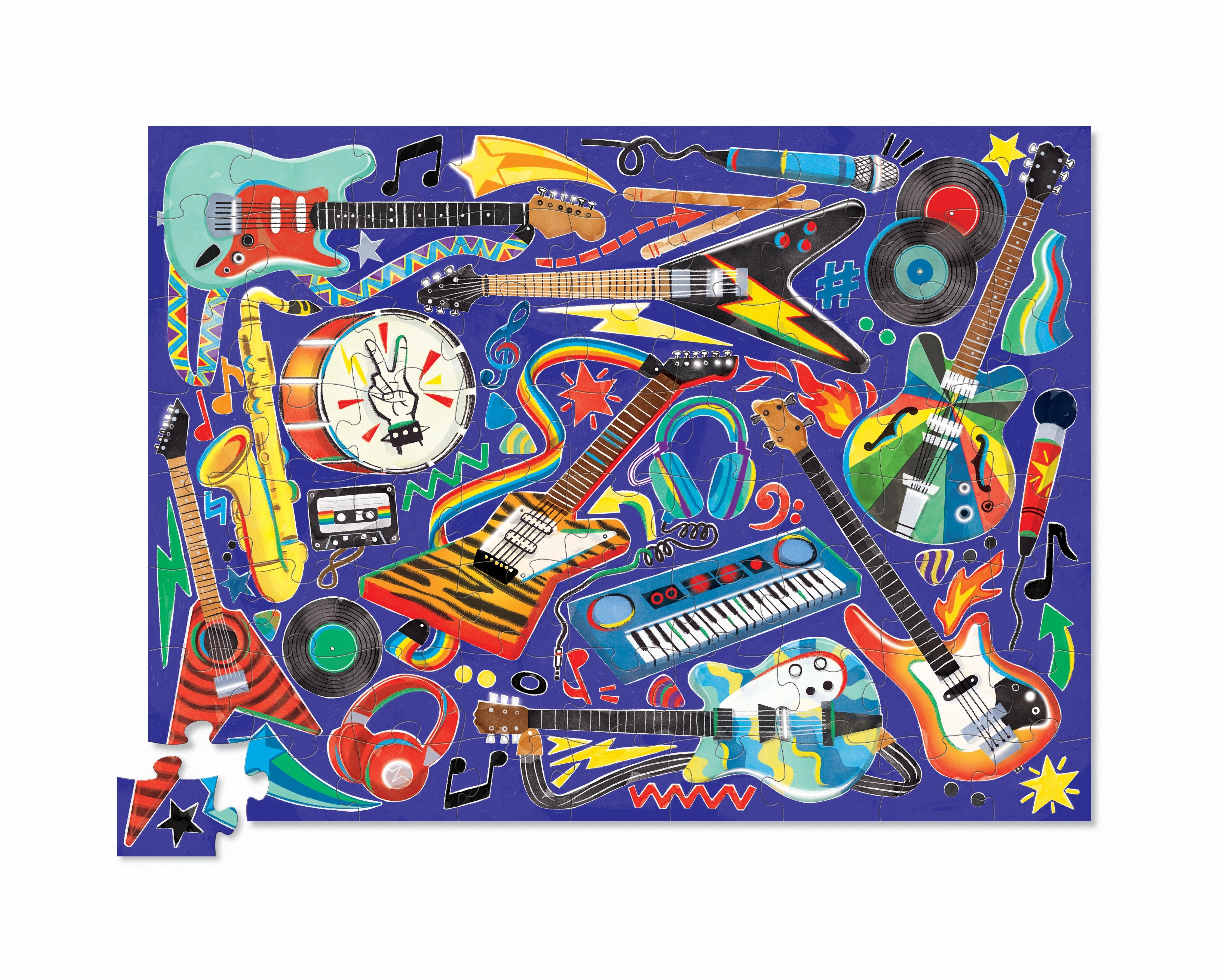 Crocodile Creek 72 Piece Round Box Puzzle Rock & Roll