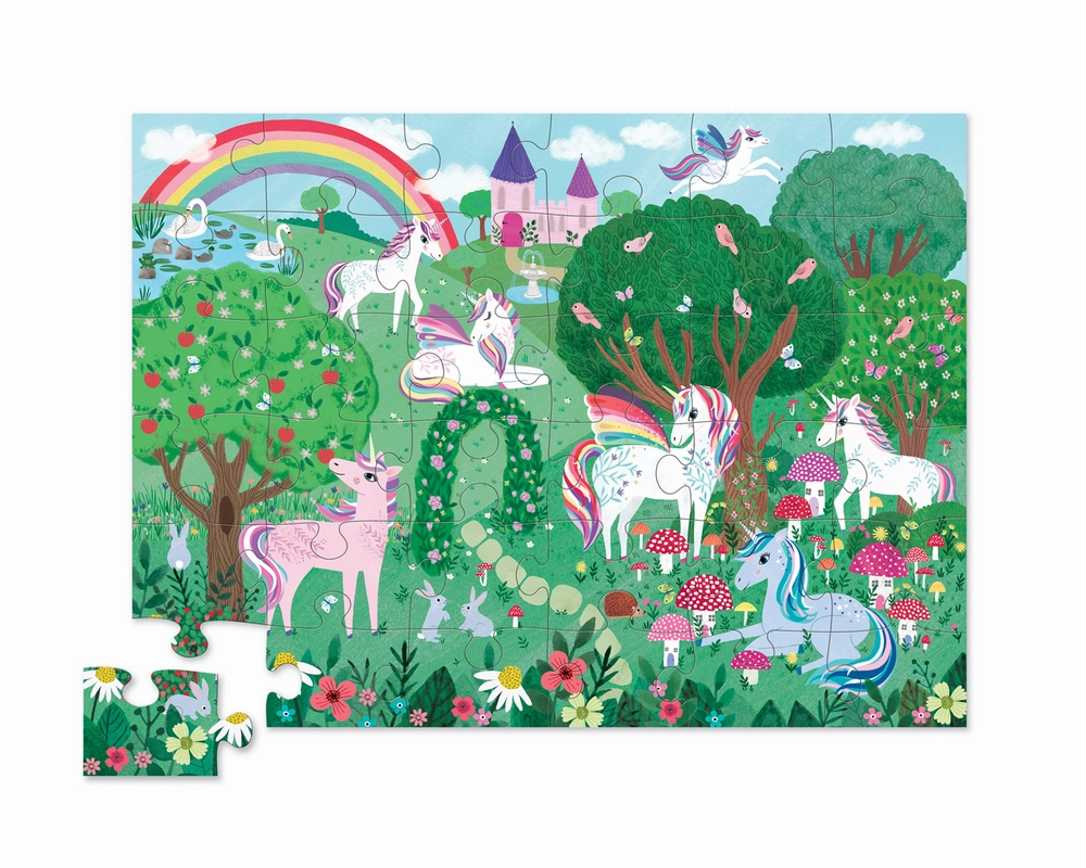 Crocodile Creek Shaped Box Puzzle 36Piece Unicorn Garden