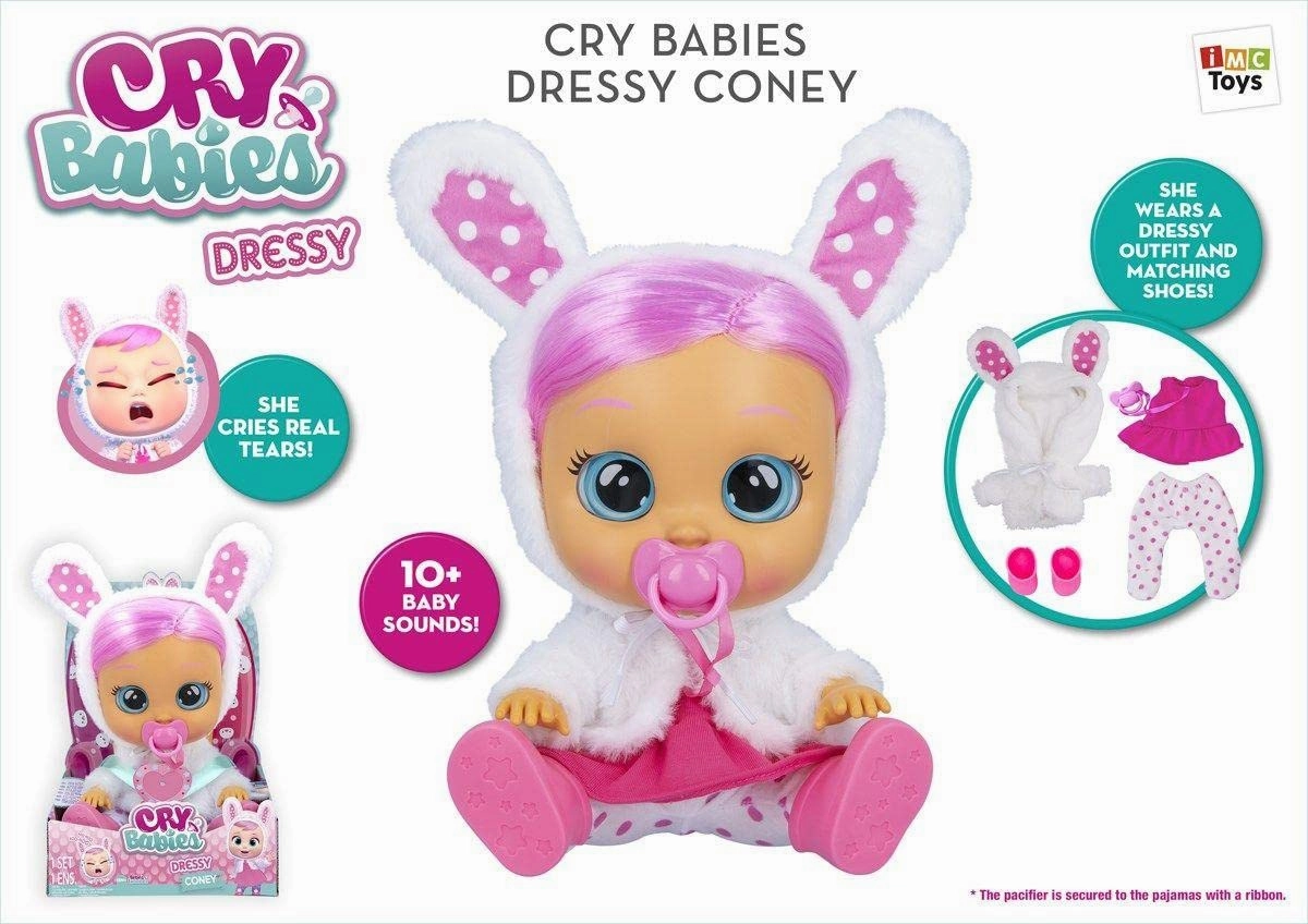 Cry Babies 12'' Dressy Coney Doll With Tears And Sounds Feature For Baby and Toddlers Ages 18 Months and Up