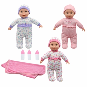 Cuddle Kids 14" Talking Triplets Doll Set - Interactive Pretend Play for Ages 2 