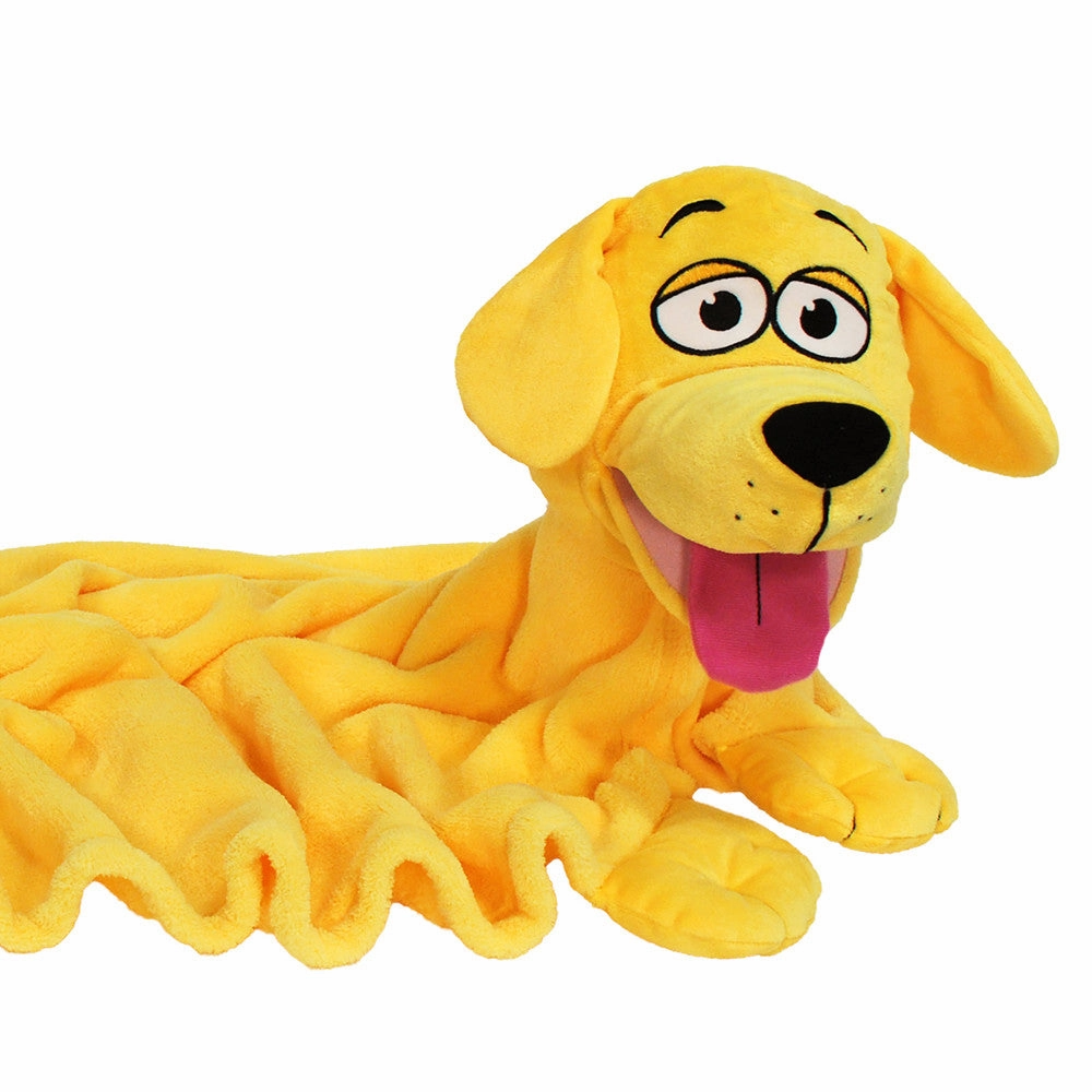 Cuddleuppets Playful Yellow Dog - 2-In-1 Plush Puppet & Blanket