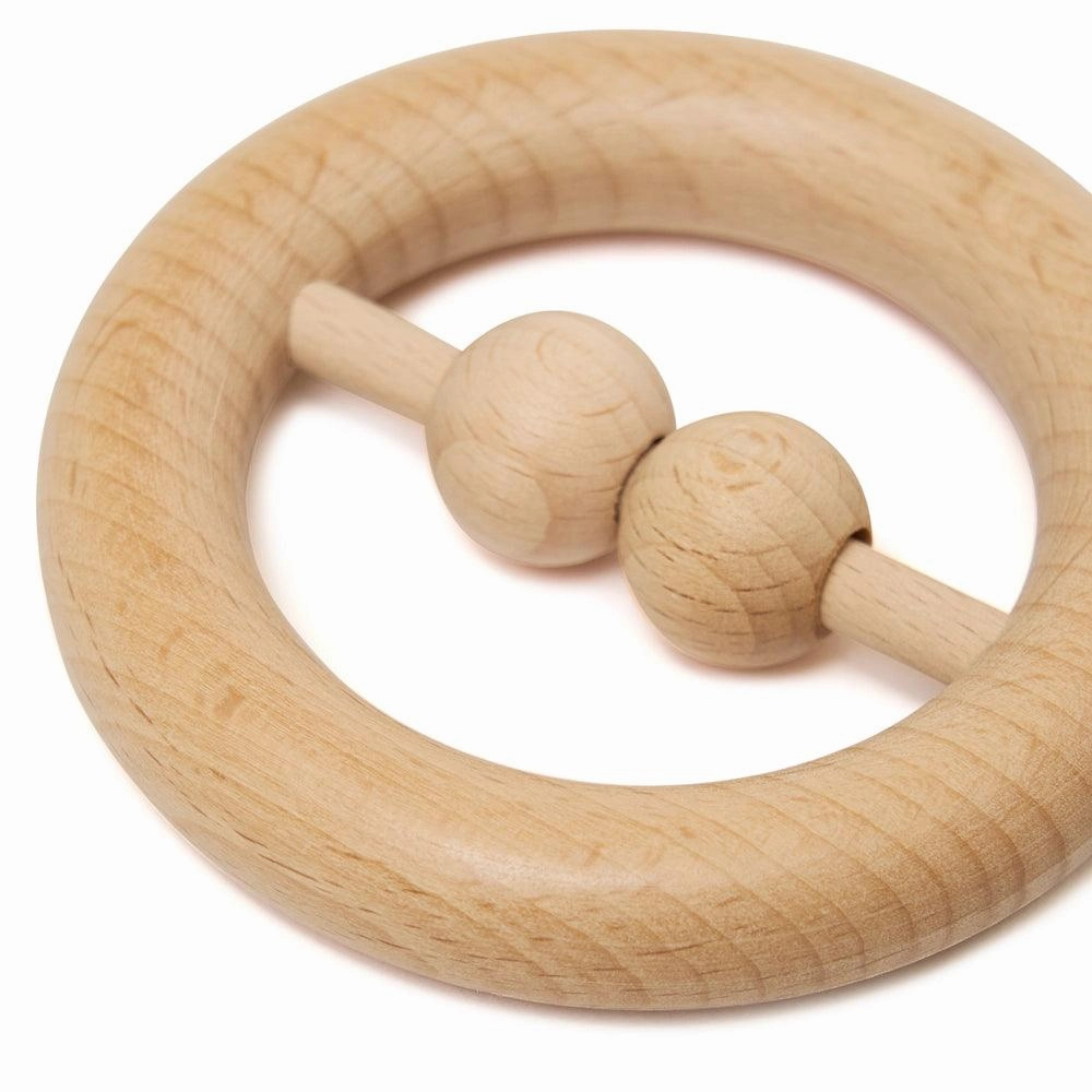 Disc Shaped Wooden Rattle and Teether