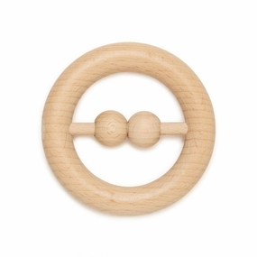 Disc Shaped Wooden Rattle and Teether
