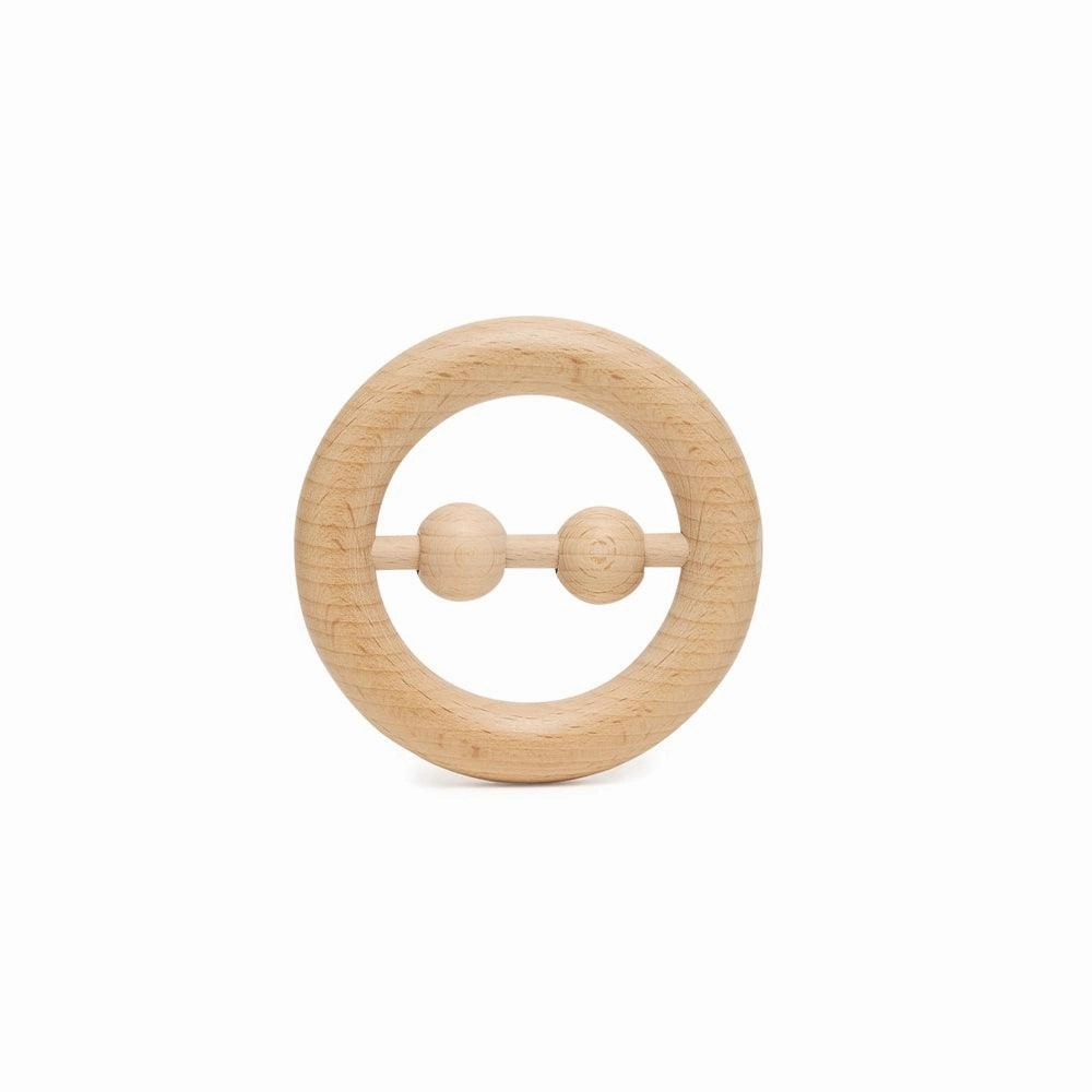 Disc Shaped Wooden Rattle and Teether