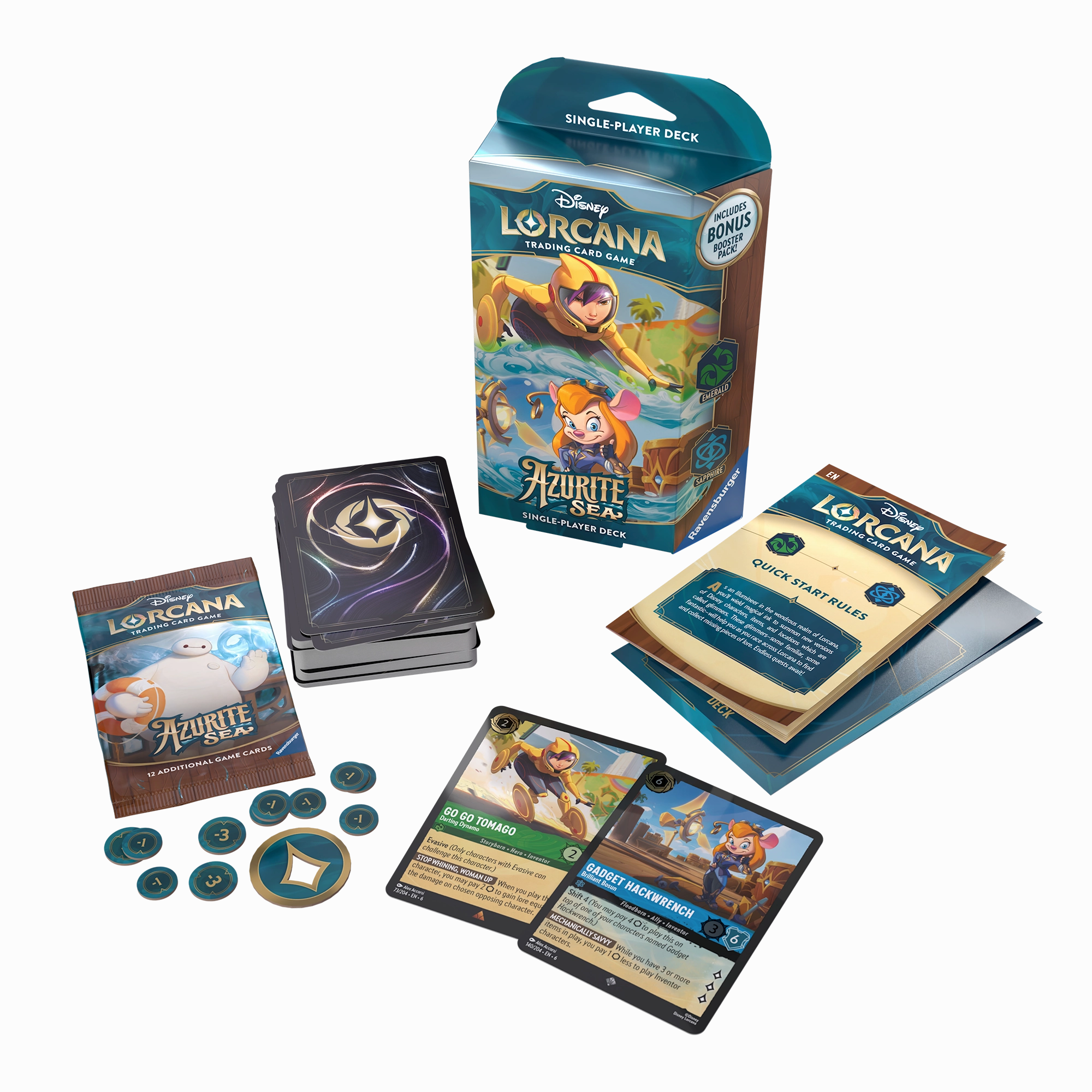 Disney Lorcana Series 6 Azurite Sea Single-Player Deck: Emerald & Sapphire