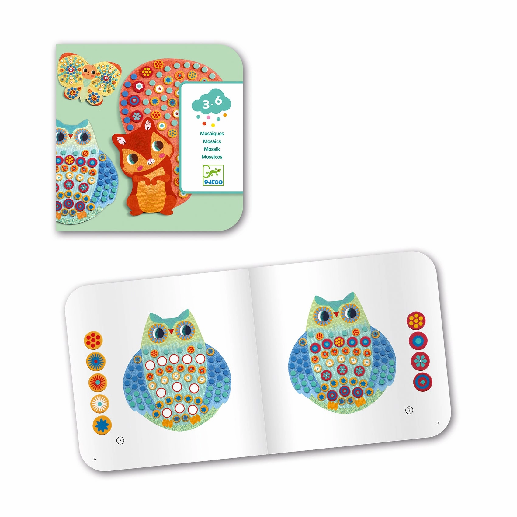 Djeco Decorate Cute Animals Children's Mosaic Kit for Ages 3 and Up