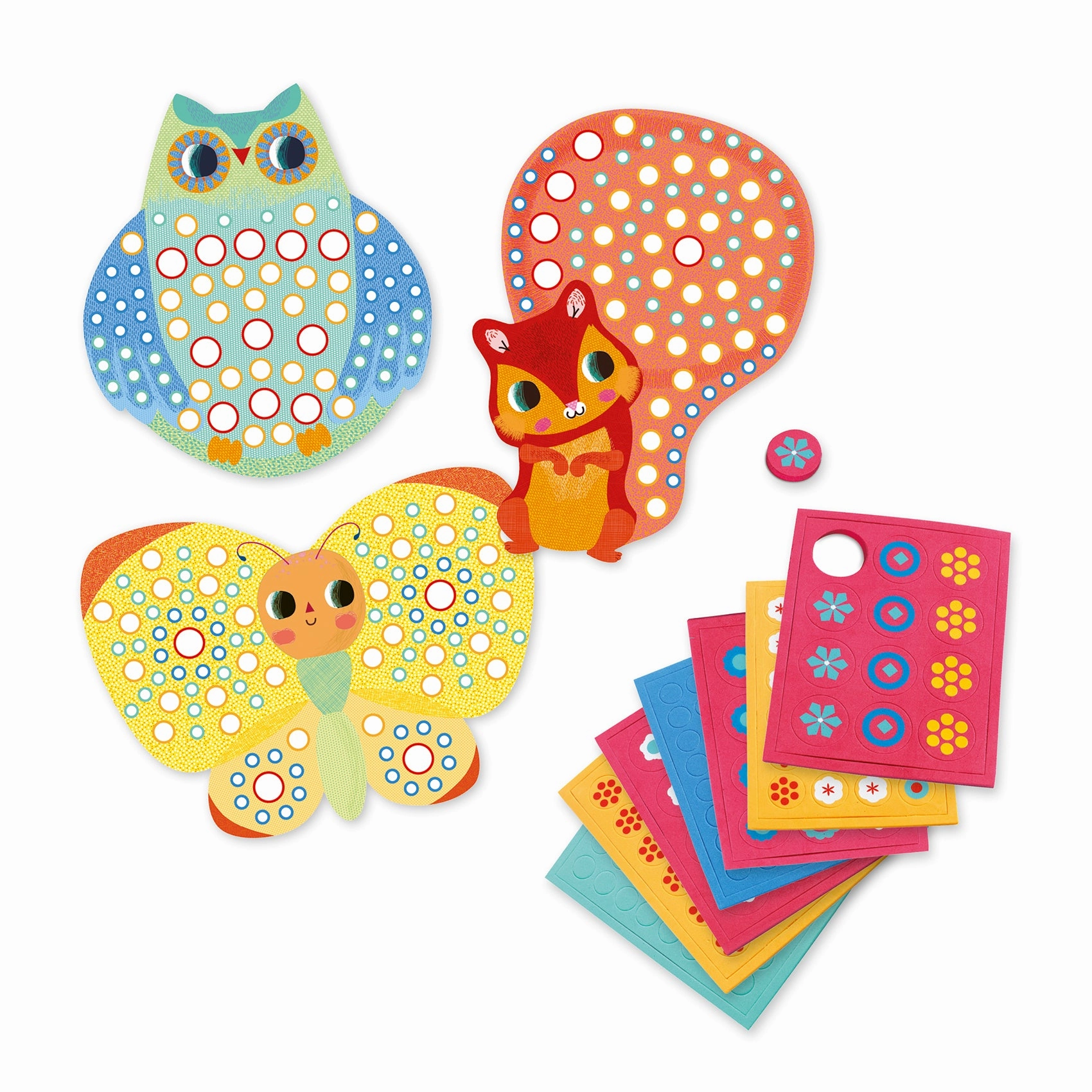 Djeco Decorate Cute Animals Children's Mosaic Kit for Ages 3 and Up