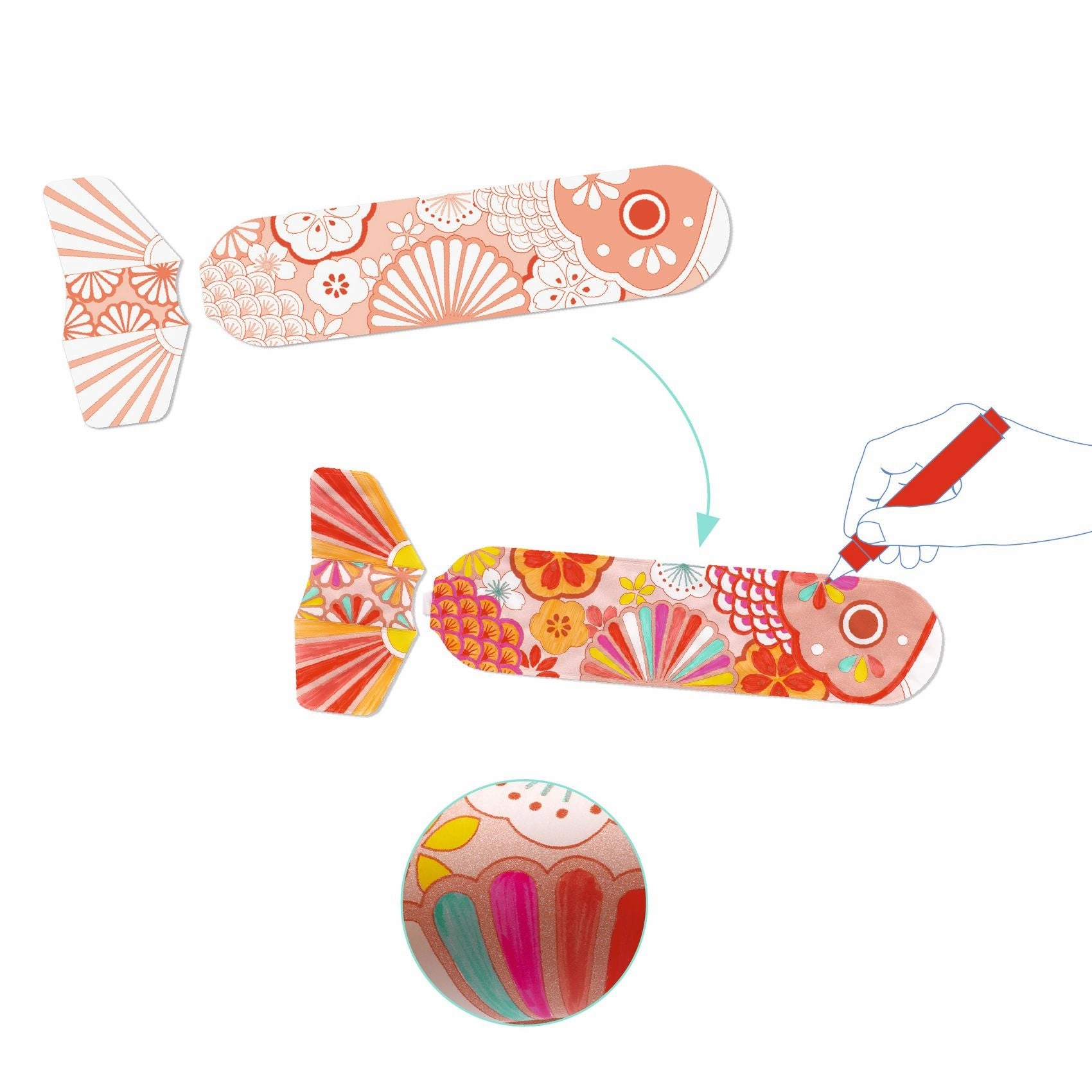 Djeco Do it Yourself Colour in 3 Inflatable Flying Fish for Age 4 & Up