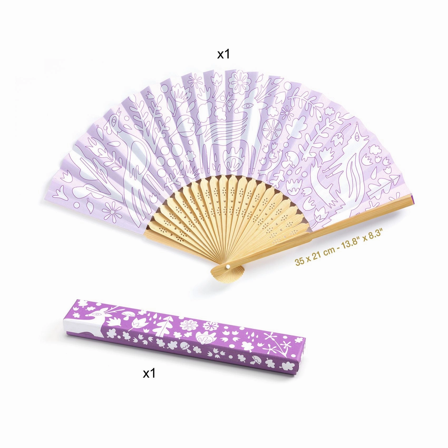 Djeco Do it Yourself Colour in Woodland Themed Fan & Case for Ages 6 