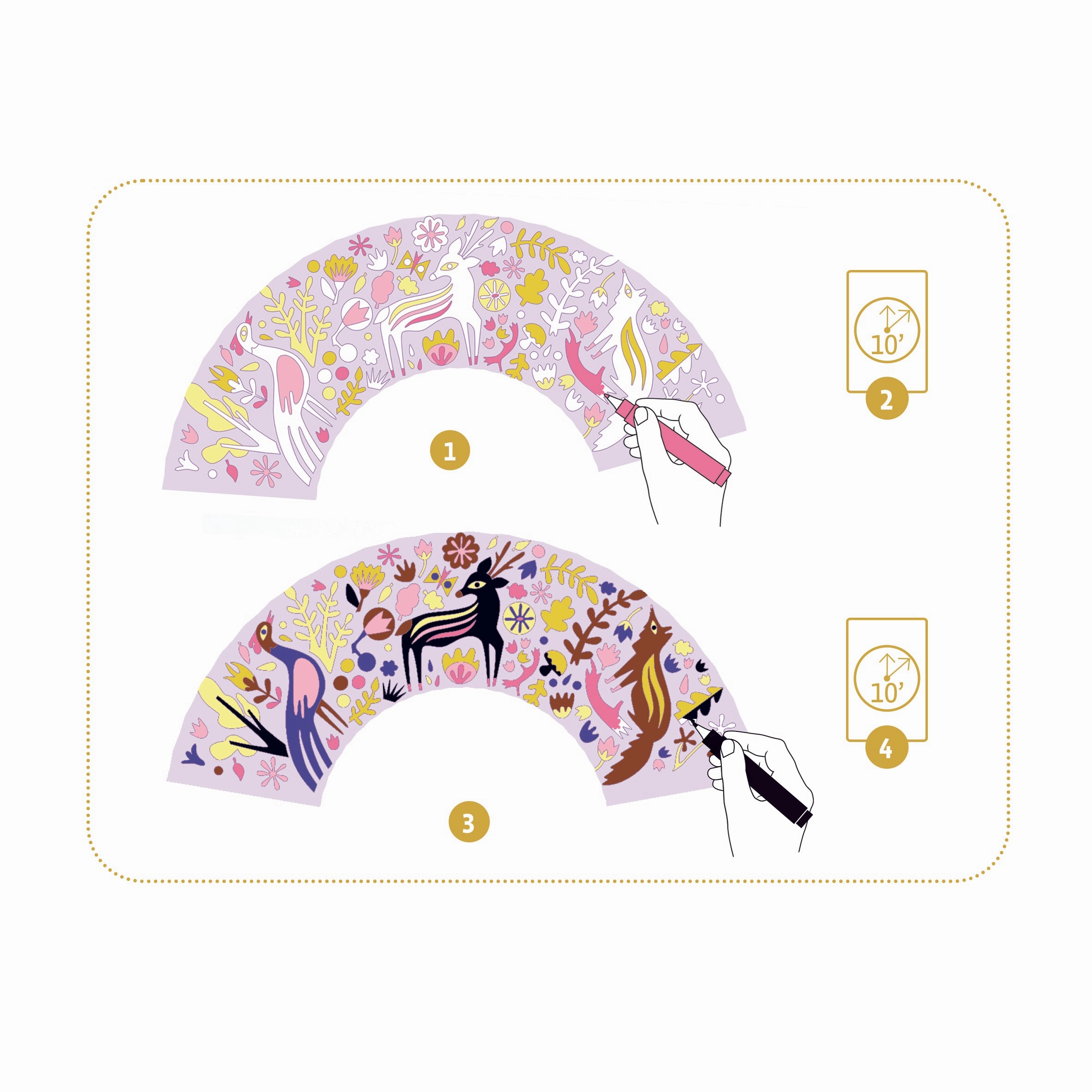 Djeco Do it Yourself Colour in Woodland Themed Fan & Case for Ages 6 