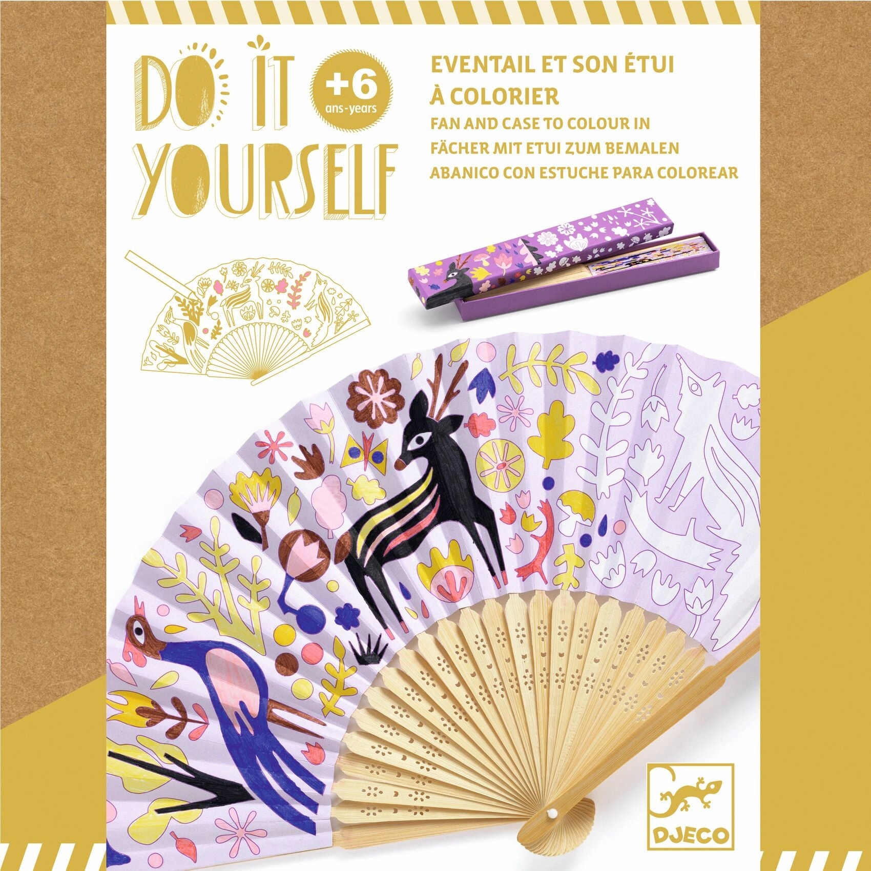 Djeco Do it Yourself Colour in Woodland Themed Fan & Case for Ages 6 