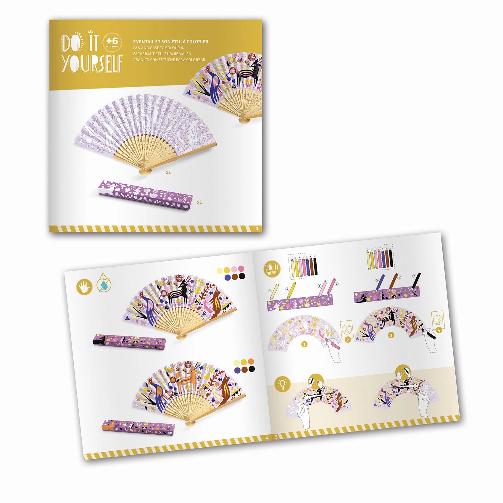 Djeco Do it Yourself Colour in Woodland Themed Fan & Case for Ages 6 