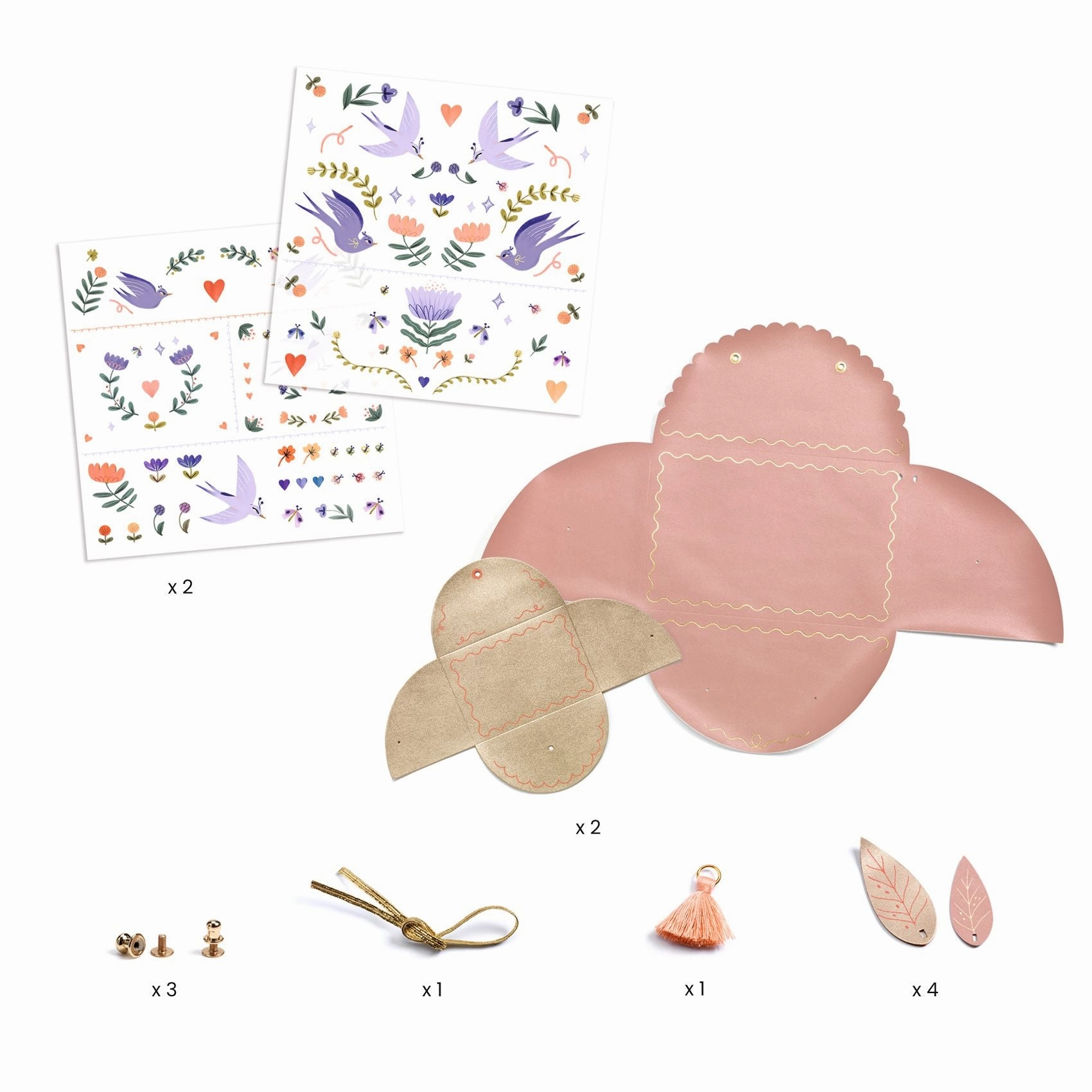 Djeco Do it Yourself Create 2 Faux Leather Pouches for Ages 6 and Up