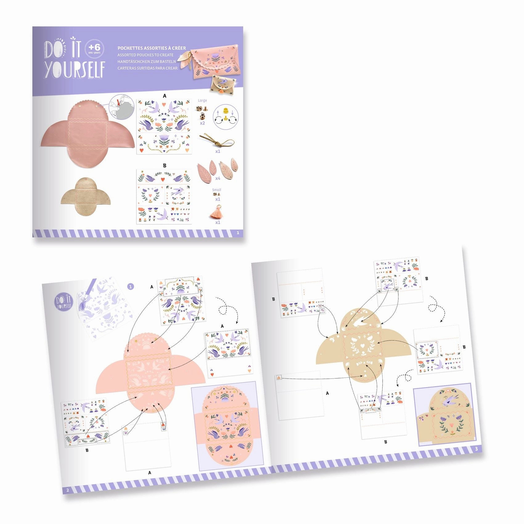Djeco Do it Yourself Create 2 Faux Leather Pouches for Ages 6 and Up