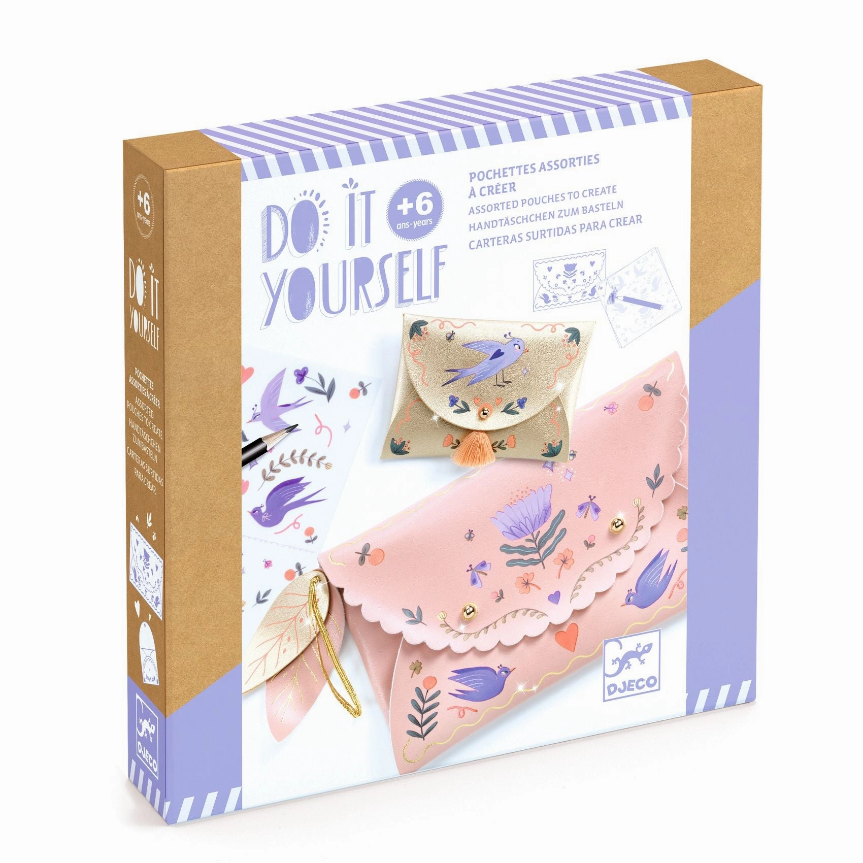 Djeco Do it Yourself Create 2 Faux Leather Pouches for Ages 6 and Up