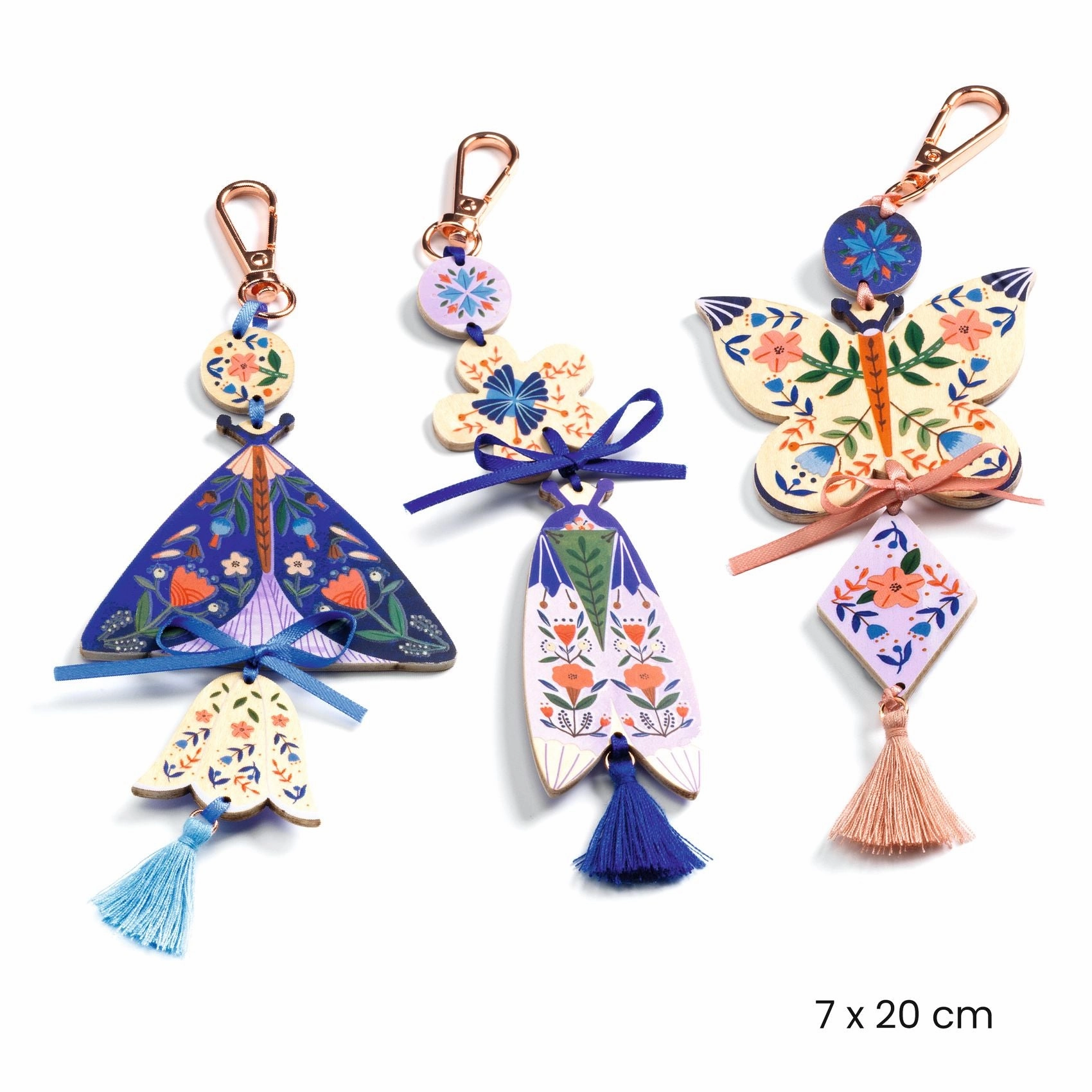Djeco Do it Yourself Create 3 Wooden Butterfly Bag Charms for Ages 7 